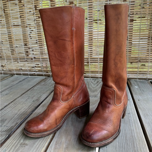 Frye Shoes - SOLD Frye Sabrina Campus Boots women’s 8 saddle brown tan leather pull on tall